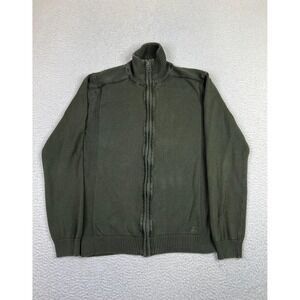 Esprit Sweater Mens Medium Green Full Zip Mock Neck Cotton Ribbed Knit